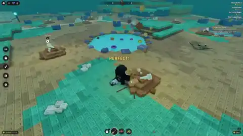 Throw then click-drag with a Prehistoric Farm fishing rod
